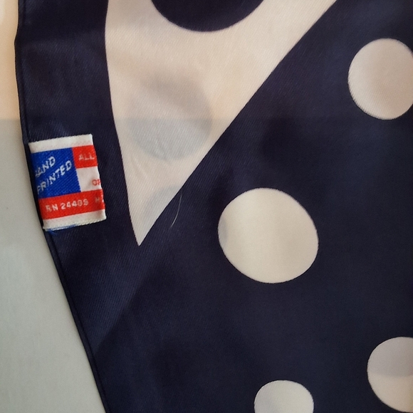 Vintage Optical Navy & White Polka Dot Scarf - Picture 9 of 10